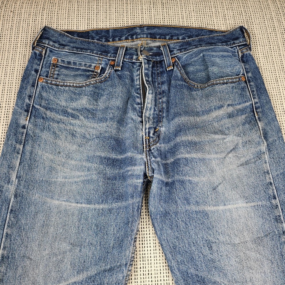 Levis 505 Jeans Mens 34x32 Blue Medium Wash Straight Leg Denim Pants Casual